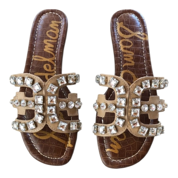 Sam Edelman Shoes - Sam Edelman Women's Beige Bay Embellished Slide Sandal Size 8.5